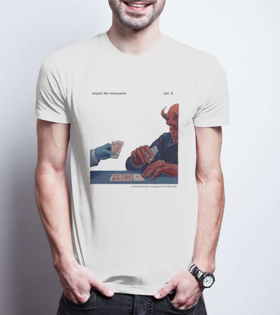 L.S. Dunes Music For Everyone Vol. 2 Satan Card Game Demon Illustration T-Shirt