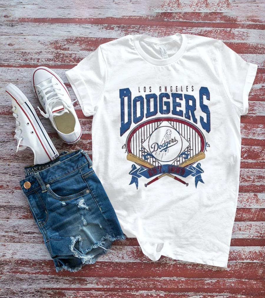Los Angeles Dodgers Vintage 90s Est 1883 Baseball Team Retro Style T-Shirt