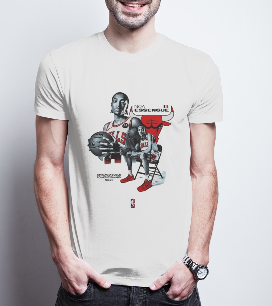 Noa Essengue Chicago Bulls Power Forward NBA Basketball Number 24 T-Shirt
