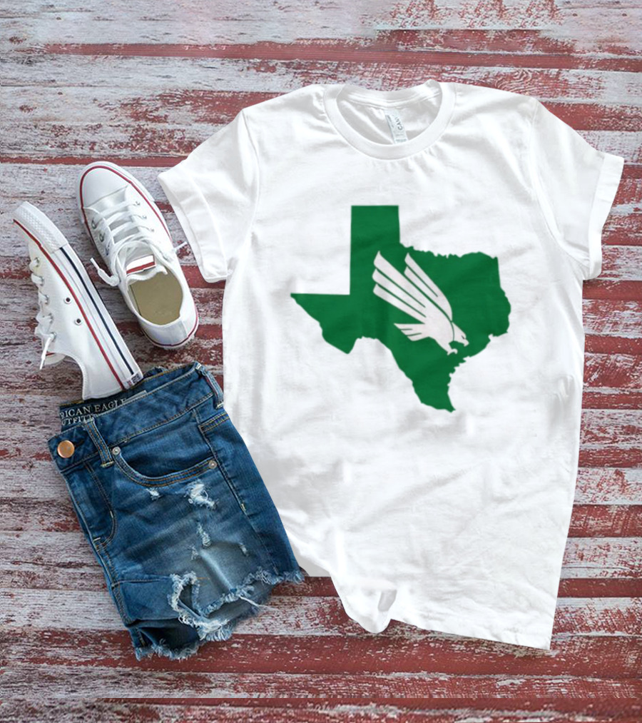 North Texas State Texas Diving Eagle Green Map T-Shirt