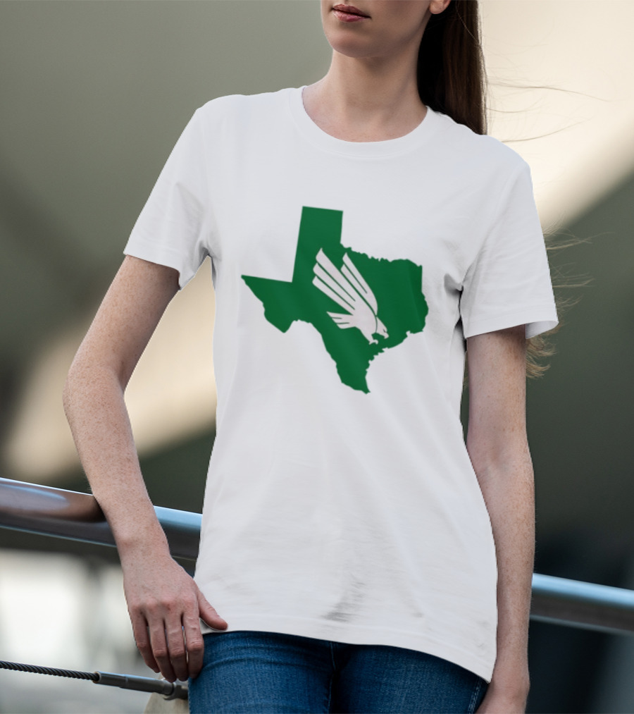 North Texas State Texas Diving Eagle Green Map T-Shirt