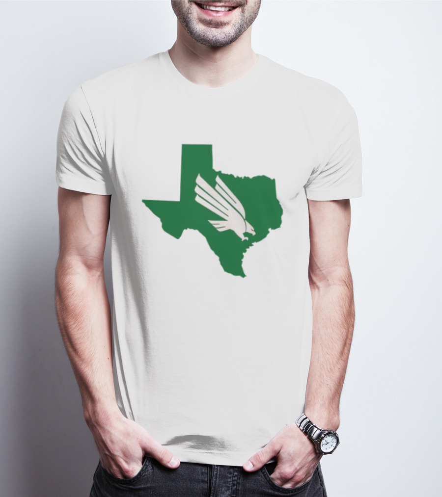 North Texas State Texas Diving Eagle Green Map T-Shirt