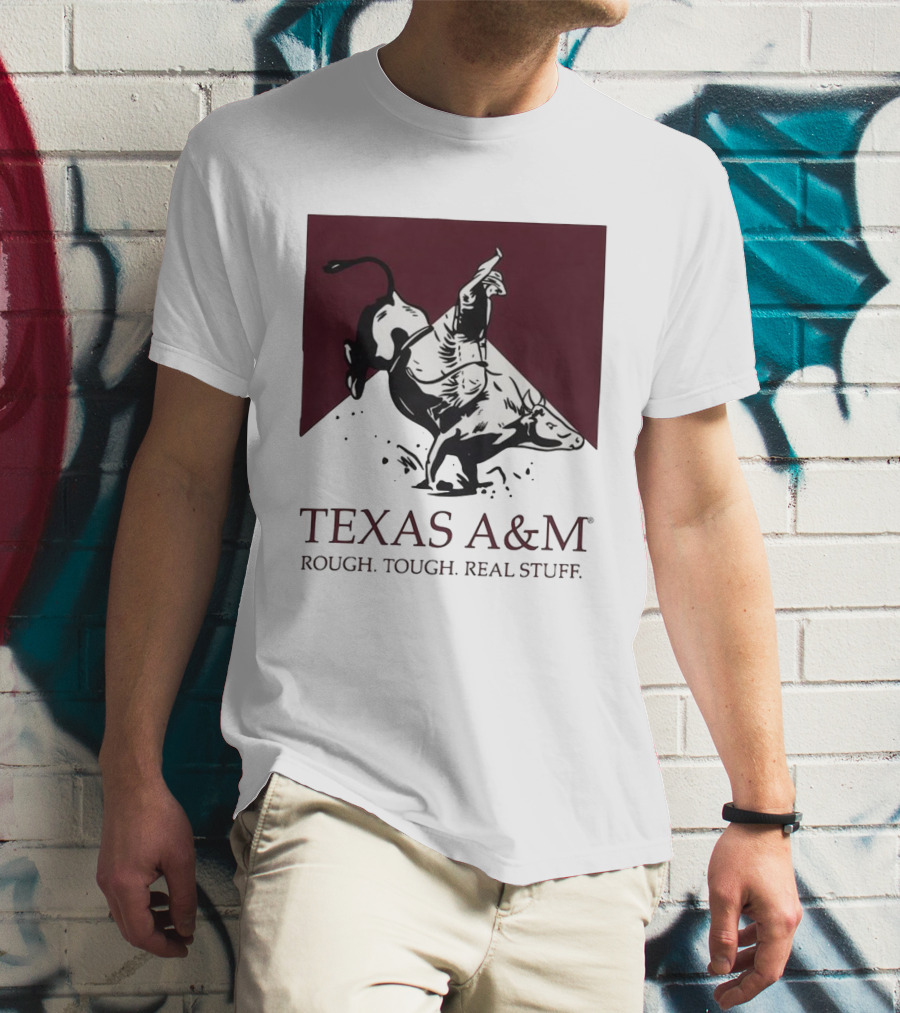 Texas A&M Rough Tough Real Stuff Bull Rider Retro T-Shirt