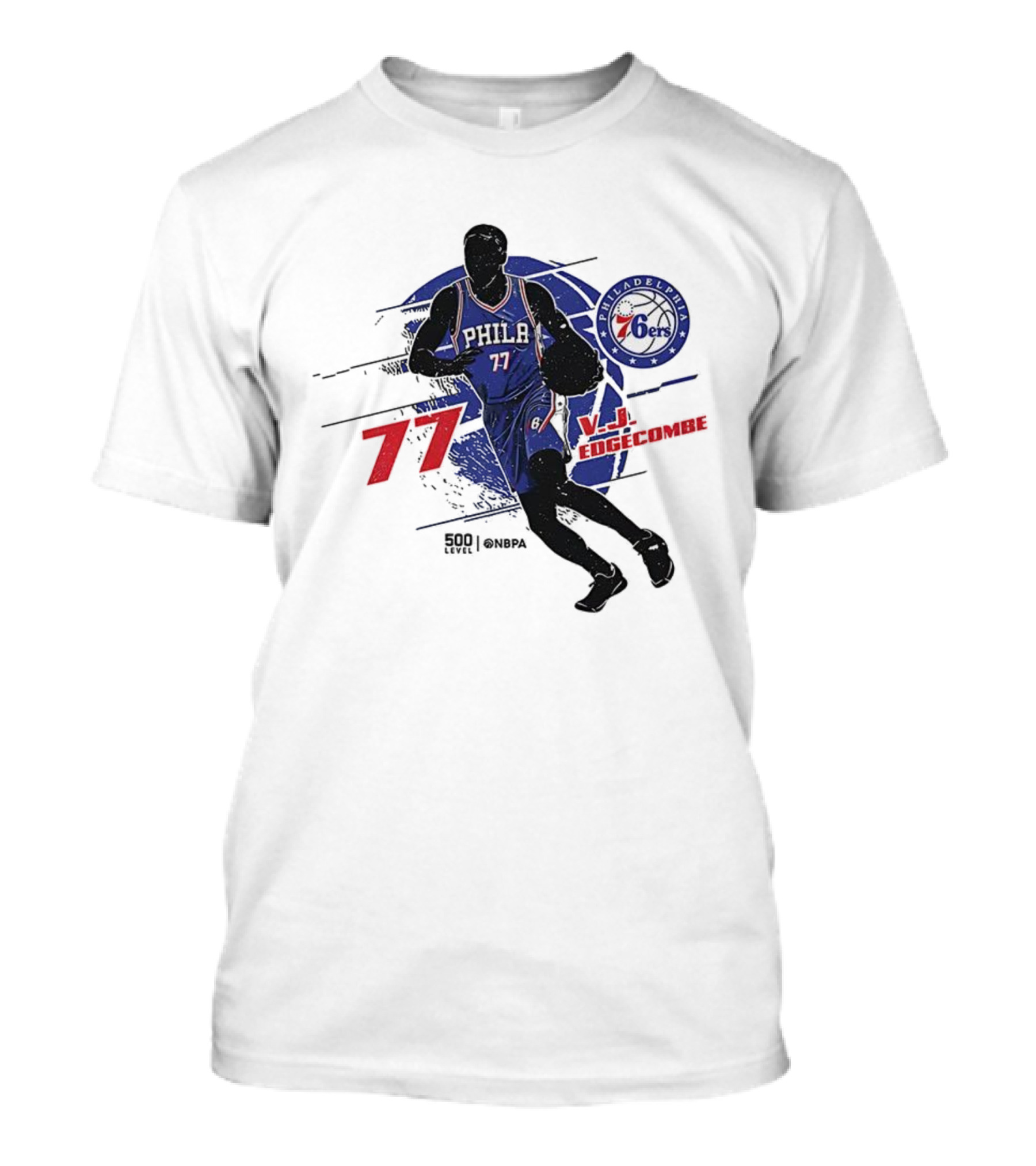 Philadelphia 76ers VJ Edgecombe Number 77 Basketball Player T-Shirt