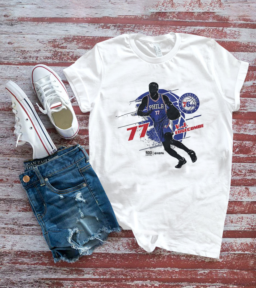 Philadelphia 76ers VJ Edgecombe Number 77 Basketball Player T-Shirt