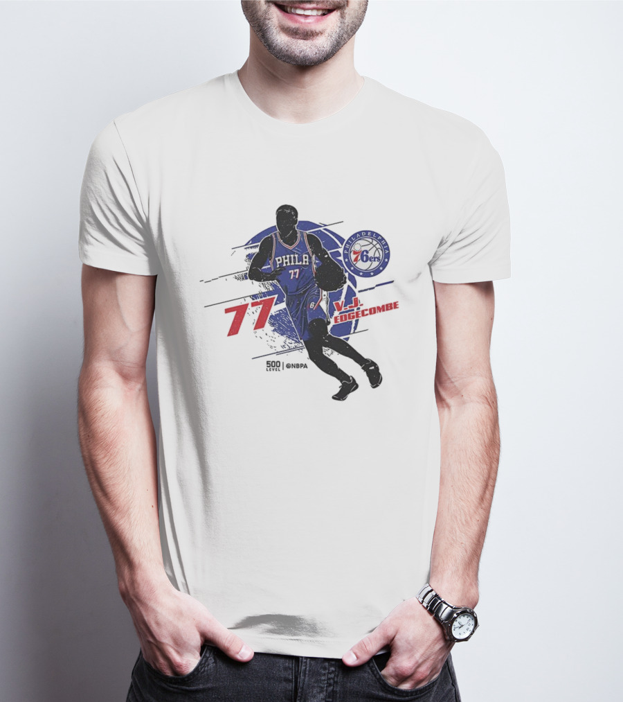 Philadelphia 76ers VJ Edgecombe Number 77 Basketball Player T-Shirt