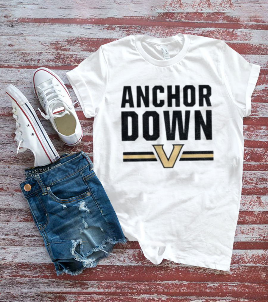 ANCHOR DOWN VANDERBILT COMMODORES V LOGO T-Shirt