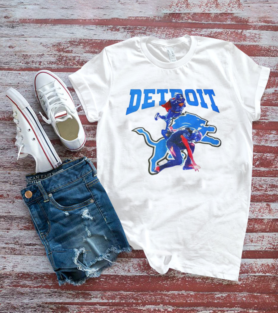 Detroit Lions Superman Crossover Athlete Leap T-Shirt
