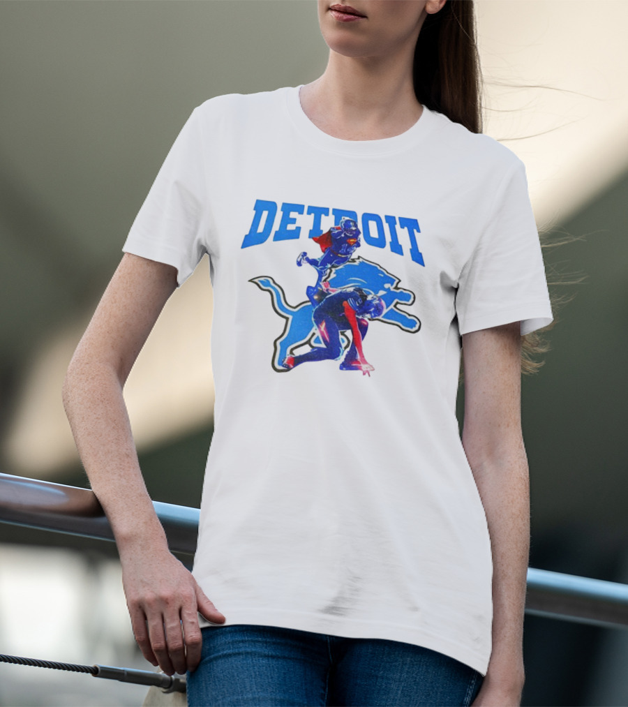 Detroit Lions Superman Crossover Athlete Leap T-Shirt
