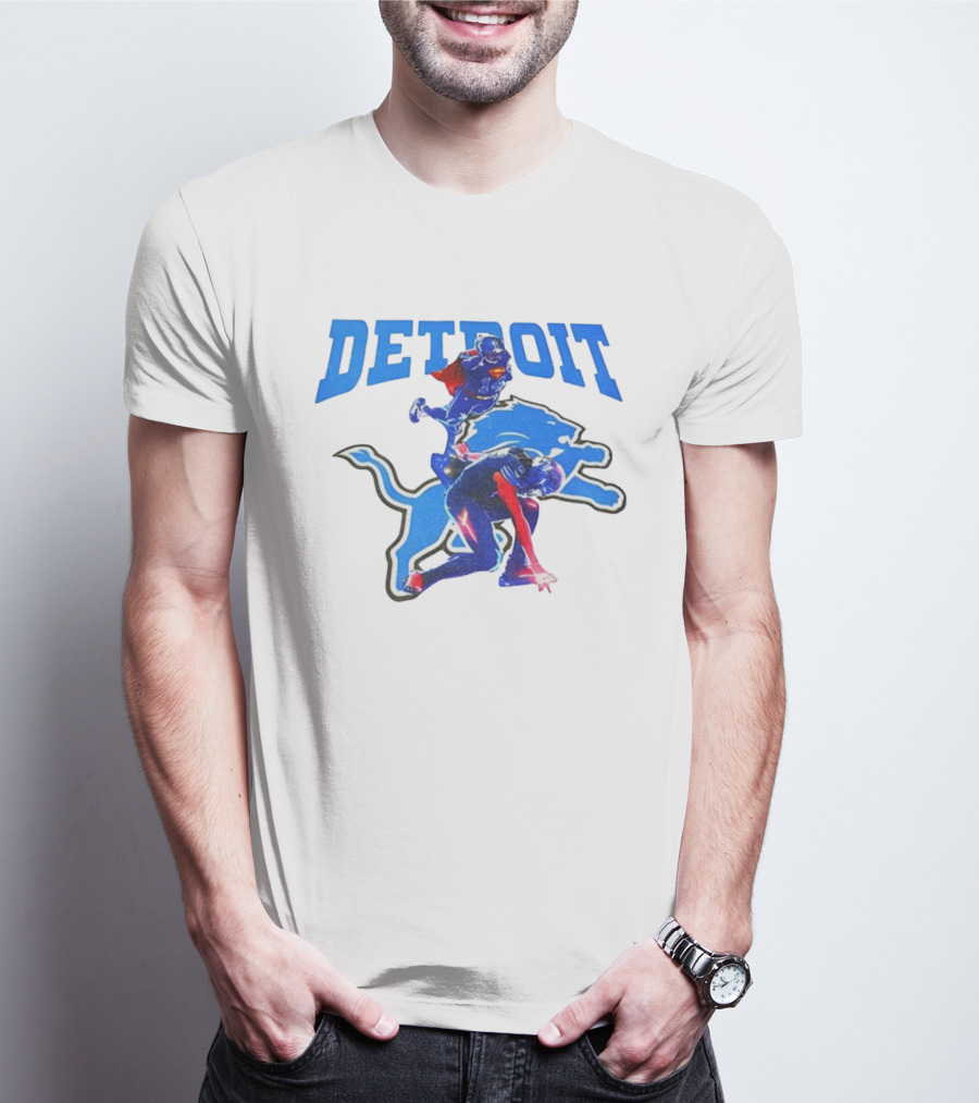 Detroit Lions Superman Crossover Athlete Leap T-Shirt