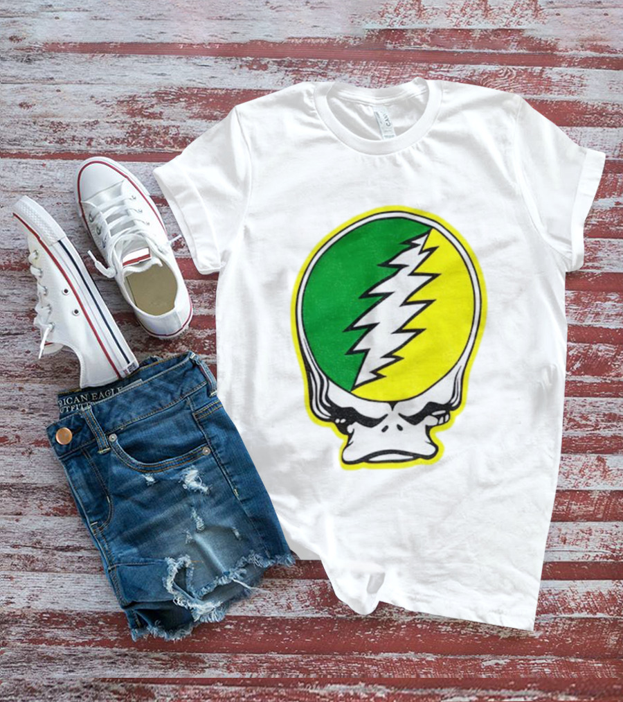 Grateful Ducks Grateful Dead Steal Your Face Green Yellow Bolt 26 T-Shirt