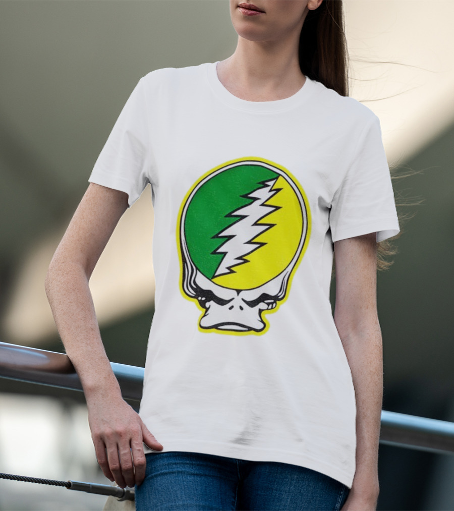Grateful Ducks Grateful Dead Steal Your Face Green Yellow Bolt 26 T-Shirt