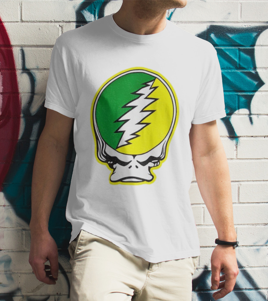 Grateful Ducks Grateful Dead Steal Your Face Green Yellow Bolt 26 T-Shirt