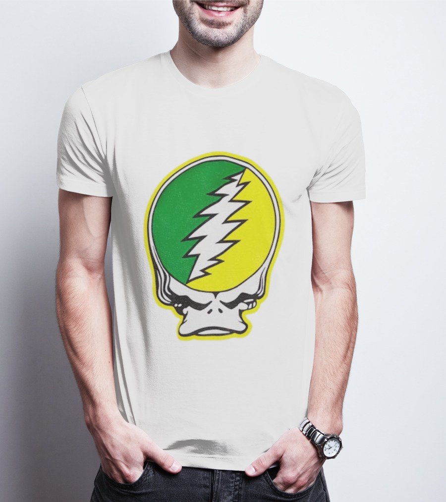 Grateful Ducks Grateful Dead Steal Your Face Green Yellow Bolt 26 T-Shirt