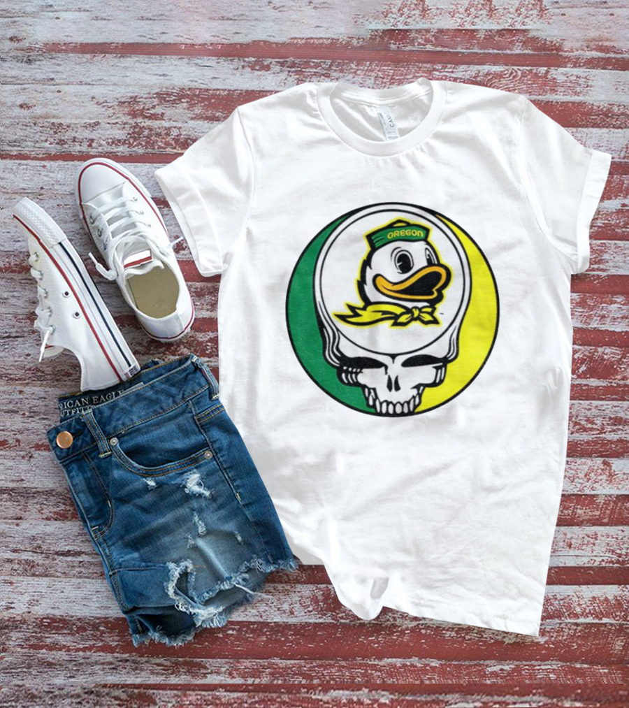 Grateful Ducks Oregon Ducks Grateful Dead Skull Icon Fusion T-Shirt