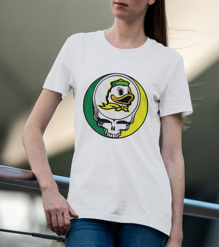 Grateful Ducks Oregon Ducks Grateful Dead Skull Icon Fusion T-Shirt