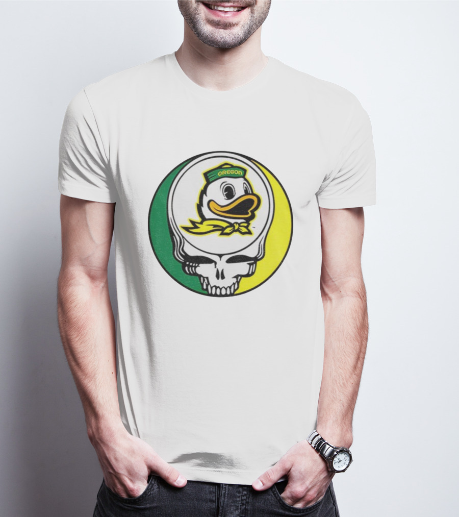 Grateful Ducks Oregon Ducks Grateful Dead Skull Icon Fusion T-Shirt