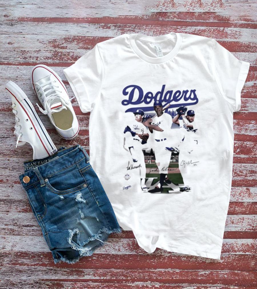 Los Angeles Dodgers Mookie Betts Steve Sax Clayton Kershaw Signatures Vintage Style T-Shirt