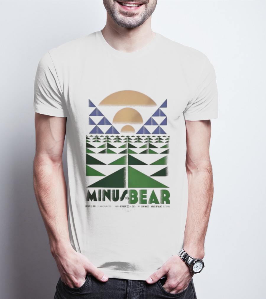 Minus The Bear Concert October 25 2025 House Of Blues Boston MA Geometric Sunset Design T-Shirt