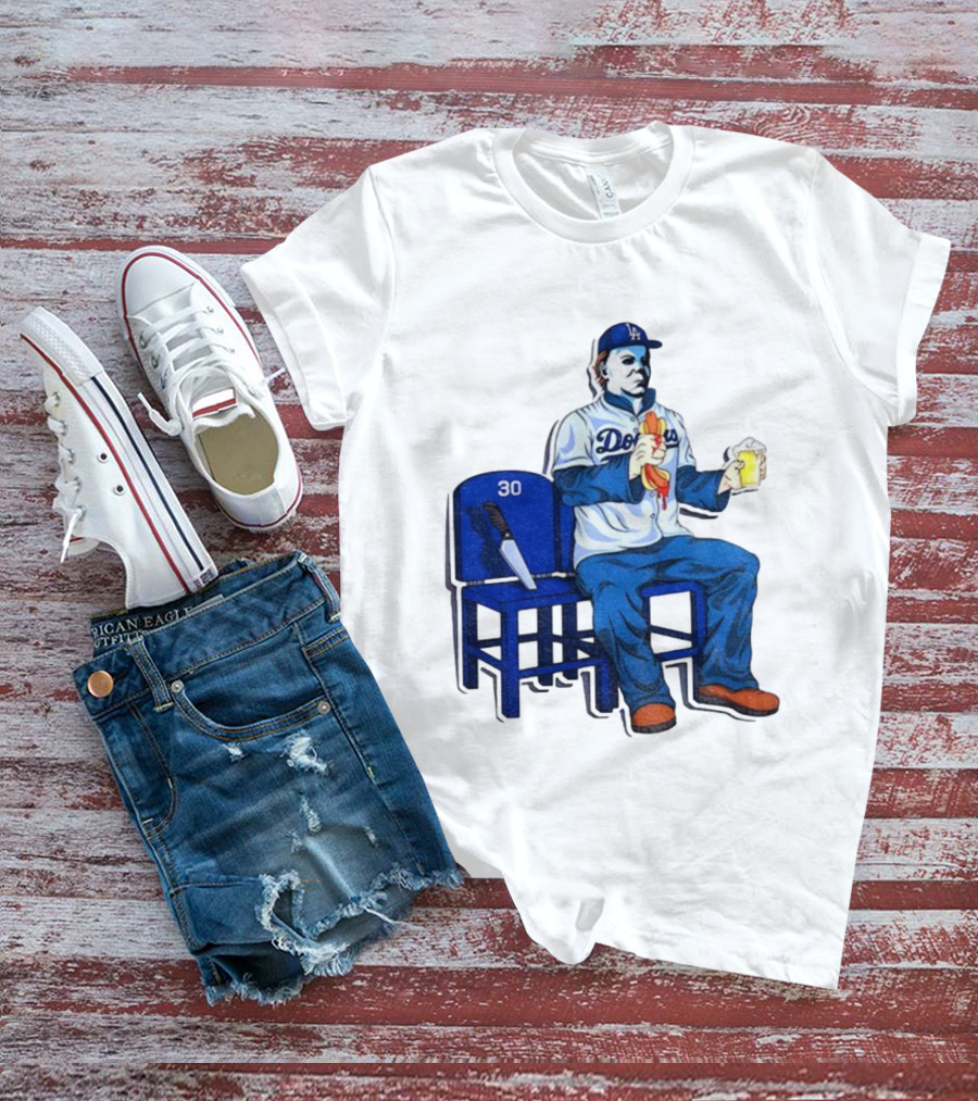 Michael Myers Dodgers Dave Roberts Hot Dog Beer MLB 2025 T-Shirt