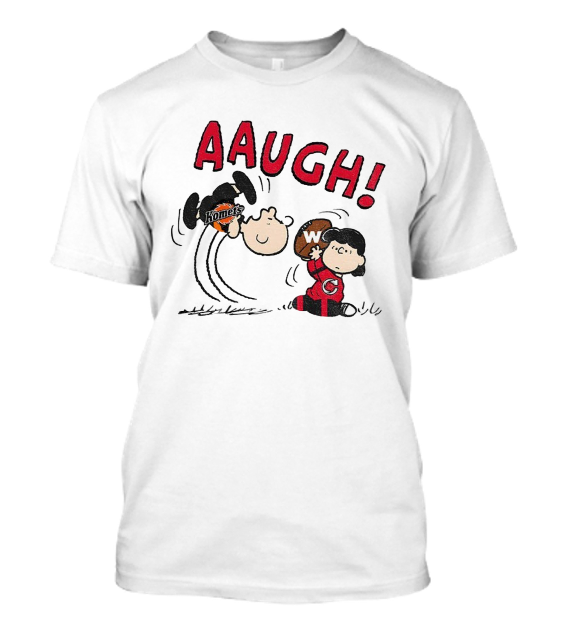 Peanuts Charlie Brown Cincinnati Cyclones Vs Komets Hockey AAUGH! Lucy Linus T-Shirt