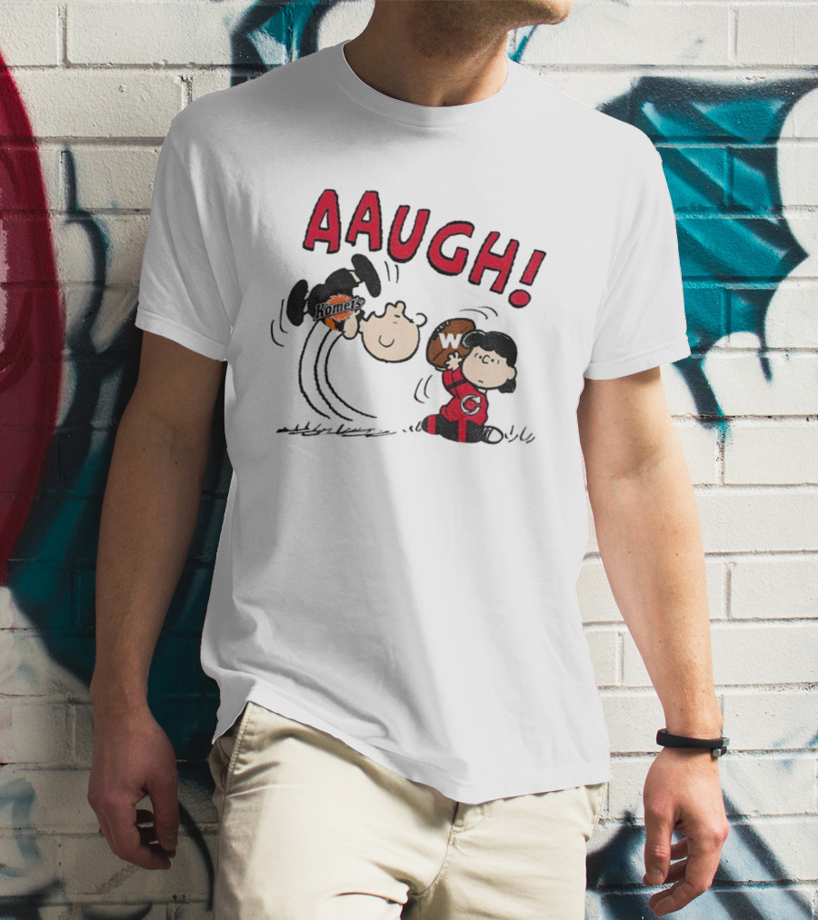 Peanuts Charlie Brown Cincinnati Cyclones Vs Komets Hockey AAUGH! Lucy Linus T-Shirt