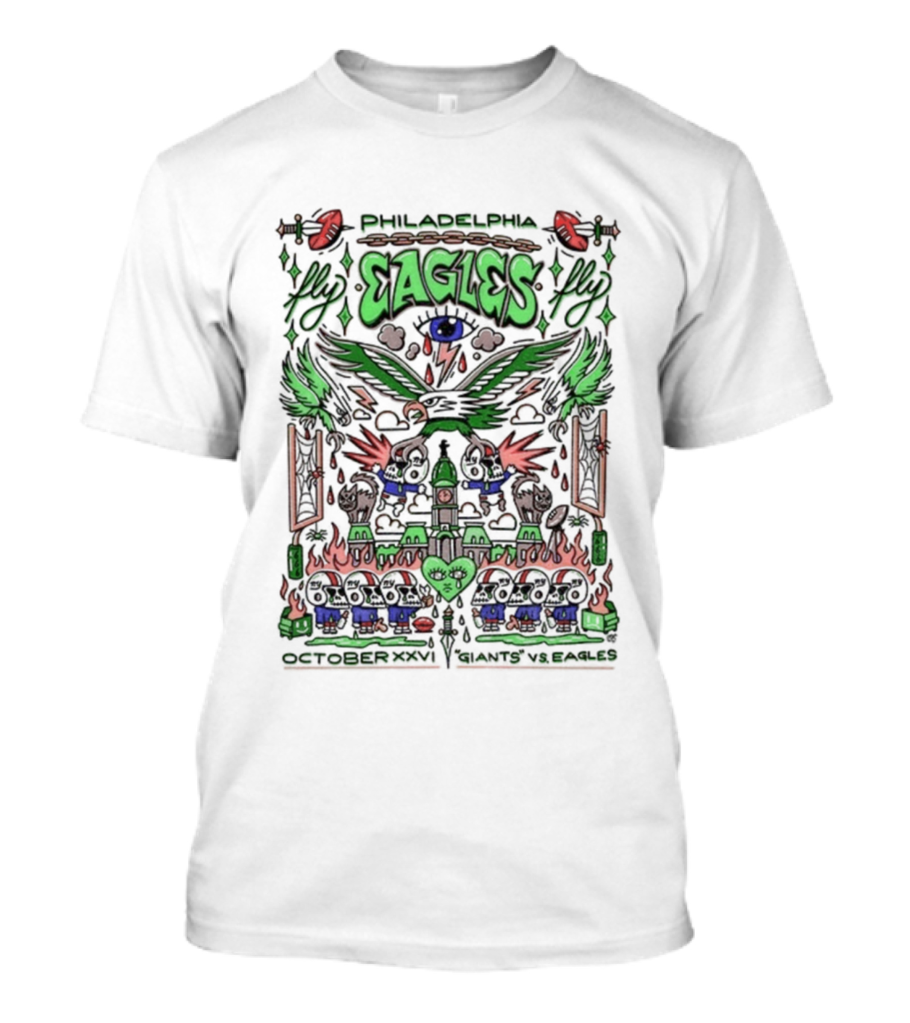 Philadelphia Eagles Fly October XXVI Giants Vs Eagles Victory Wings T-Shirt