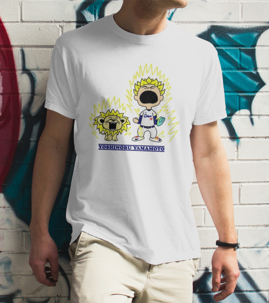 Yoshinobu Yamamoto Charlie Brown Los Angeles Dodgers 18 MLB Super Saiyan Dragon Ball T-Shirt