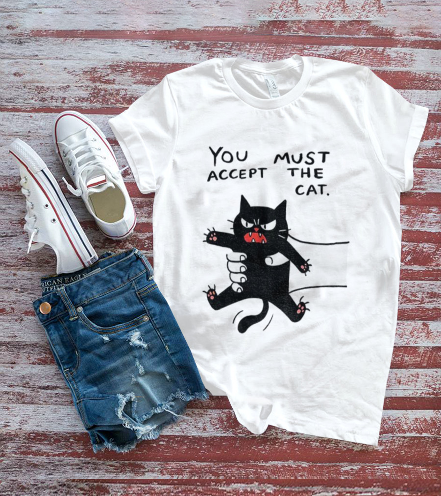 You Must Accept The Cat Grumpy Black Cat Graphic T-Shirt