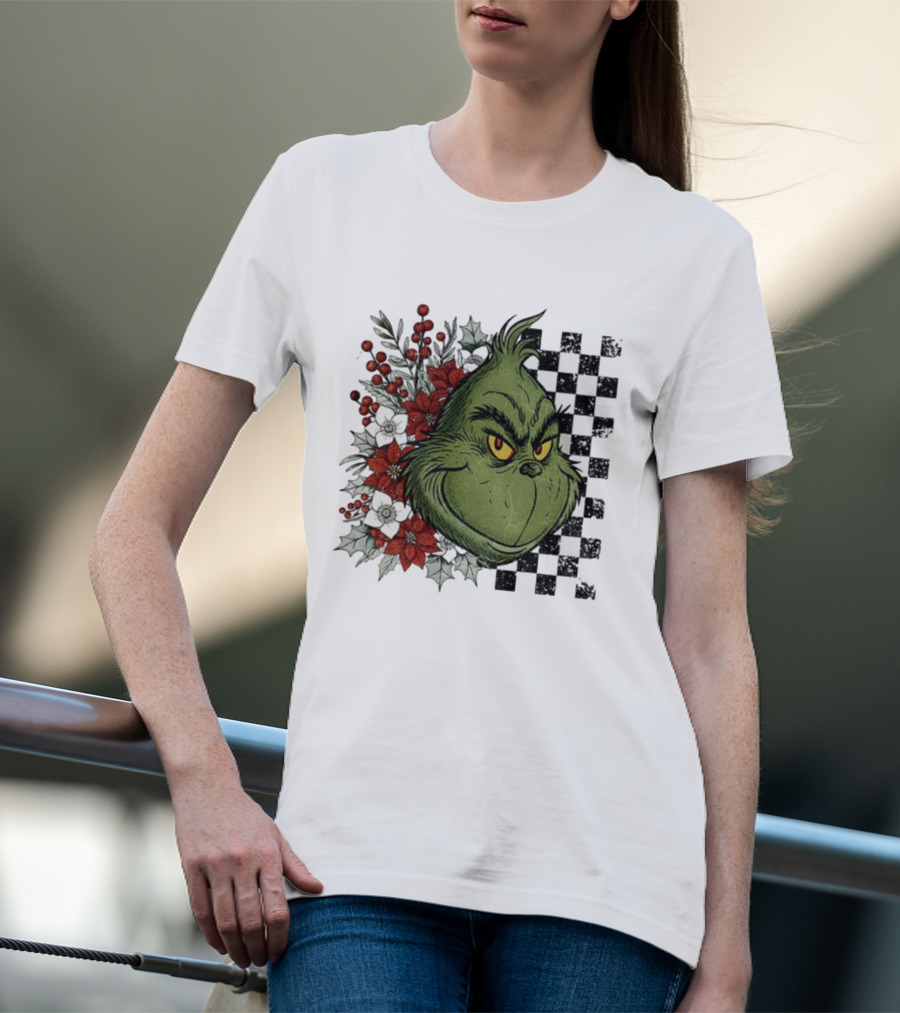 Grinch Floral Christmas Characters Merry Christmas 2025 Festive Design T-Shirt