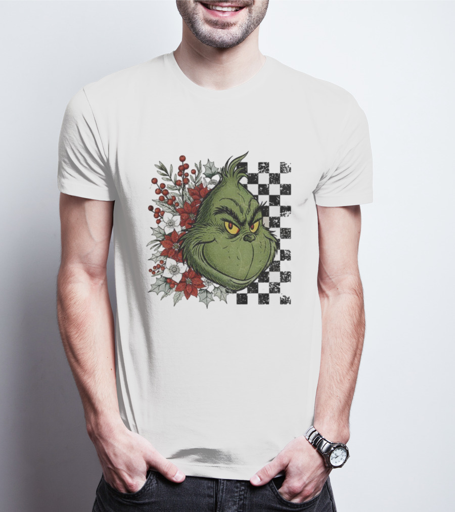 Grinch Floral Christmas Characters Merry Christmas 2025 Festive Design T-Shirt
