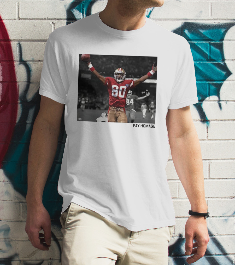Jerry Rice 80 San Francisco 49ers NFL Pay Homage Legendary Football Hero T-Shirt