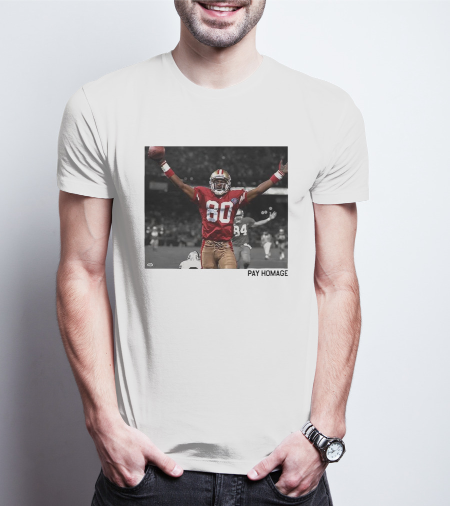 Jerry Rice 80 San Francisco 49ers NFL Pay Homage Legendary Football Hero T-Shirt