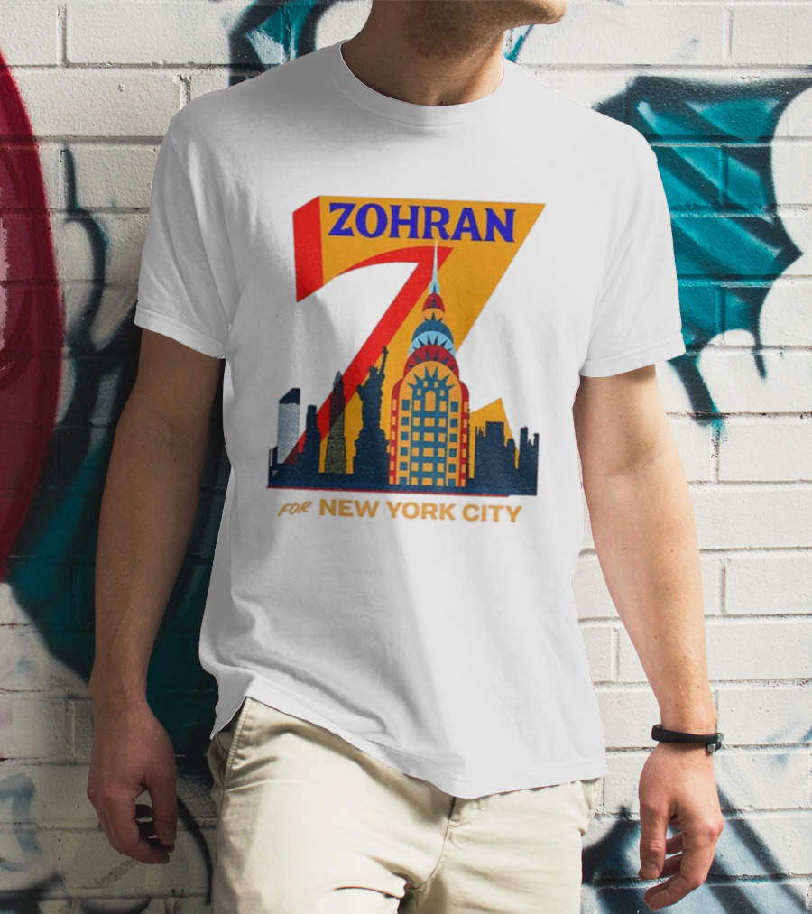 Zohran 2025 New York City Skyline Mayor Mamdani Campaign T-Shirt