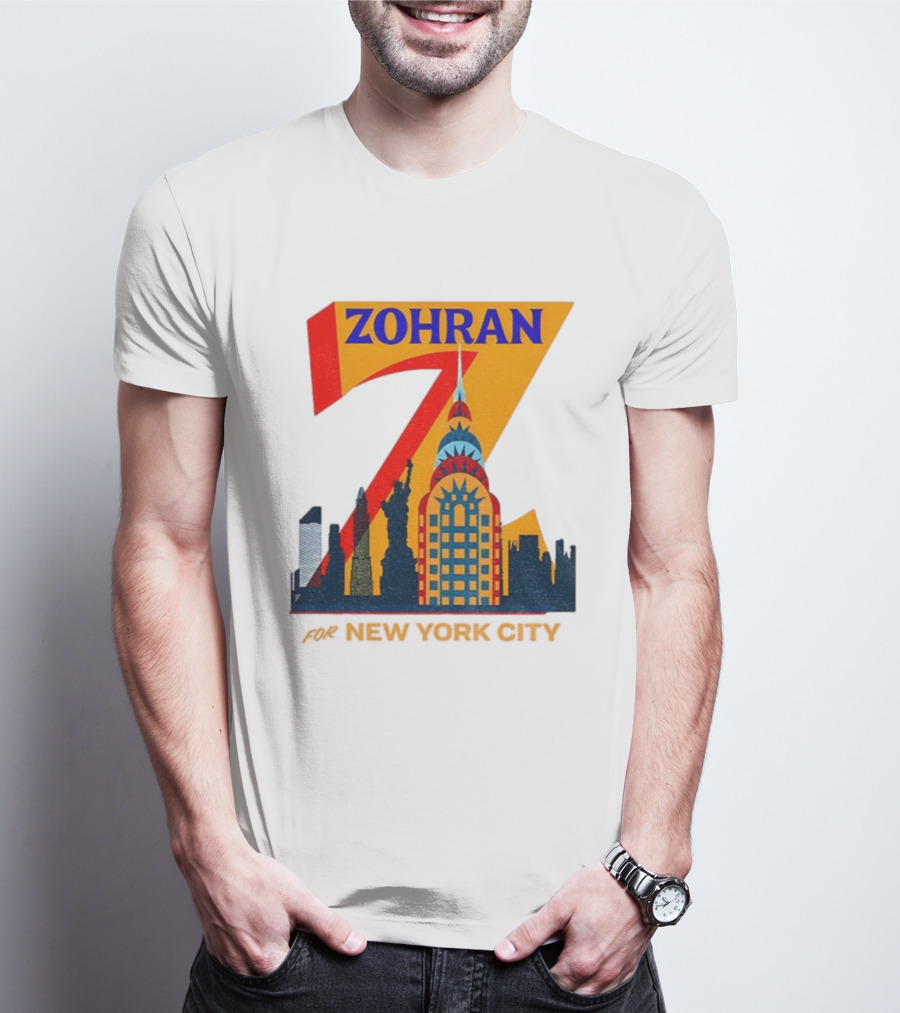 Zohran 2025 New York City Skyline Mayor Mamdani Campaign T-Shirt
