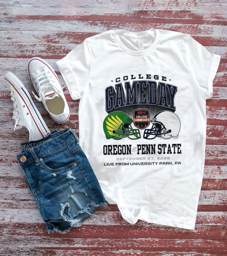 Gameday Oregon Ducks Vs Penn State Nittany Lions ESPN College Football 2025 Helmet Showdown T-Shirt