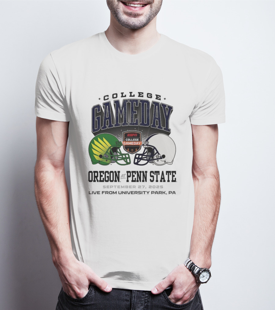 Gameday Oregon Ducks Vs Penn State Nittany Lions ESPN College Football 2025 Helmet Showdown T-Shirt