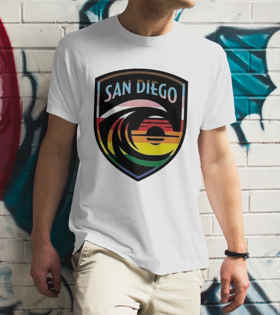 San Diego Wave FC LGBTQ+ Pride Rainbow Wave Sunset T-Shirt