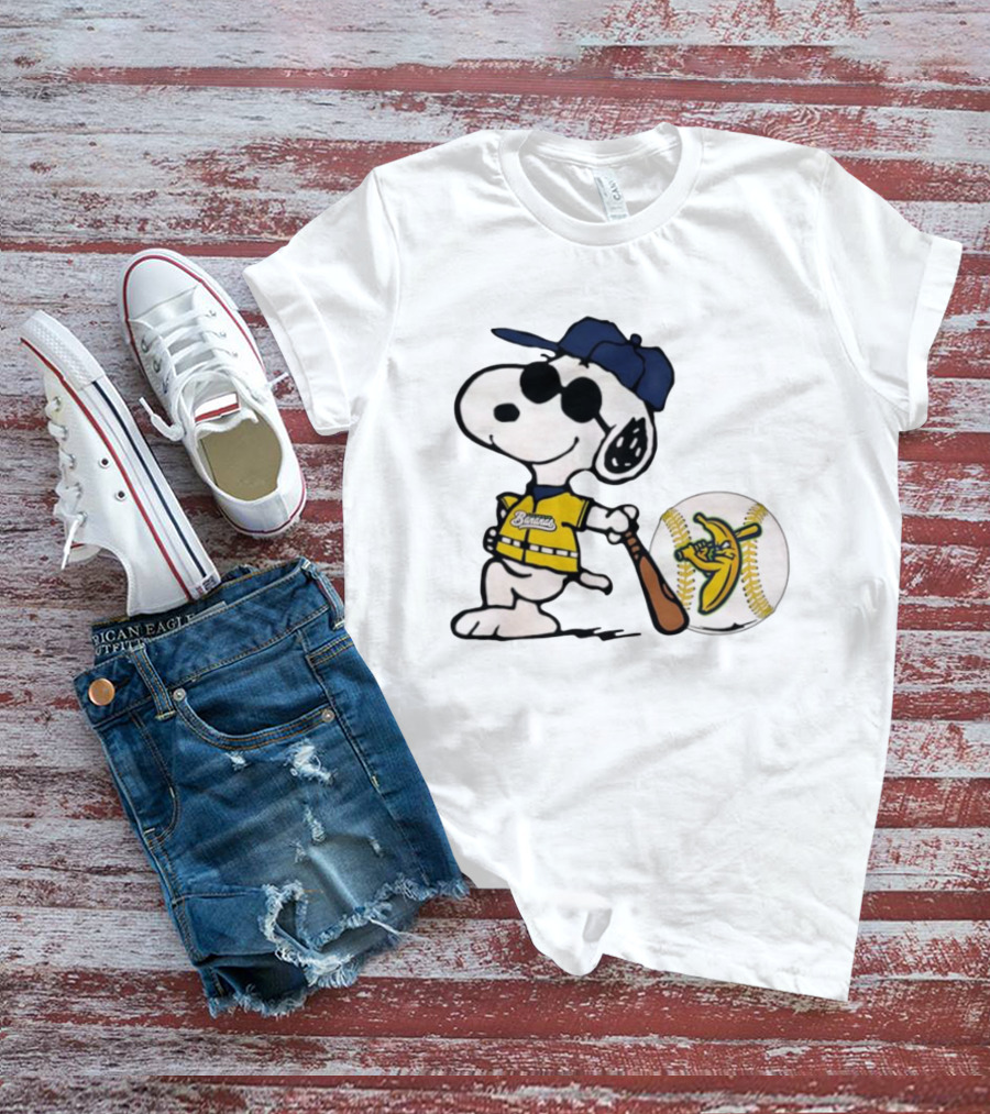 Snoopy Savannah Bananas Baseball Team Collaboration Yellow Jersey Peanuts Character T-Shirt