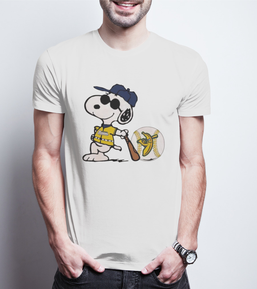 Snoopy Savannah Bananas Baseball Team Collaboration Yellow Jersey Peanuts Character T-Shirt