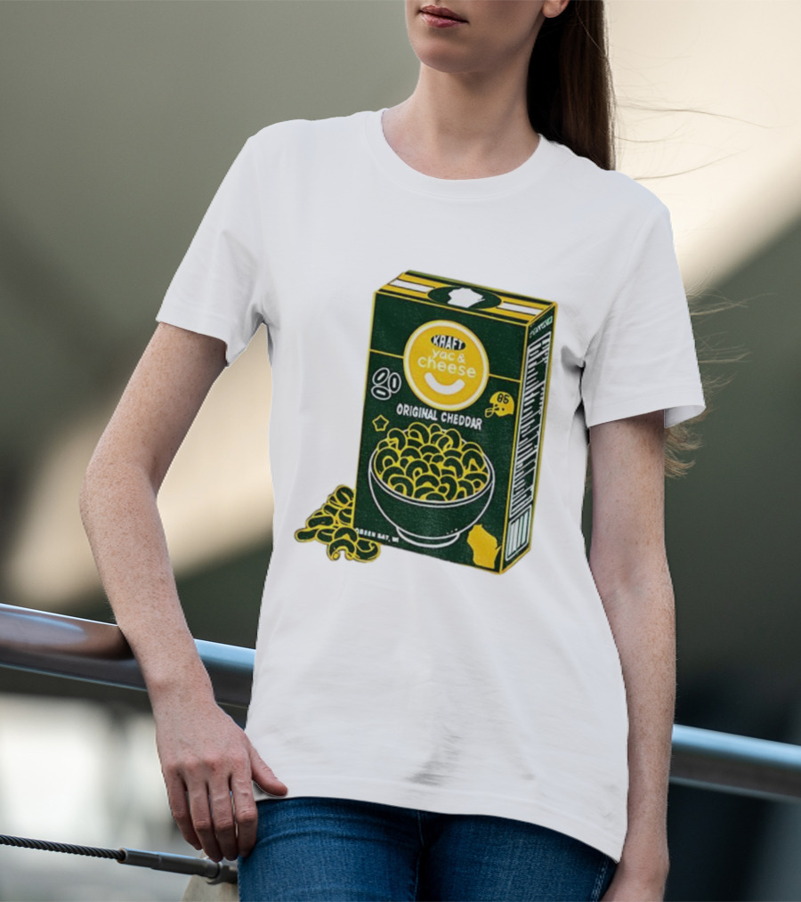Green Bay Kraft Mac And Cheese Original Cheddar Retro Packers Fan Art T-Shirt