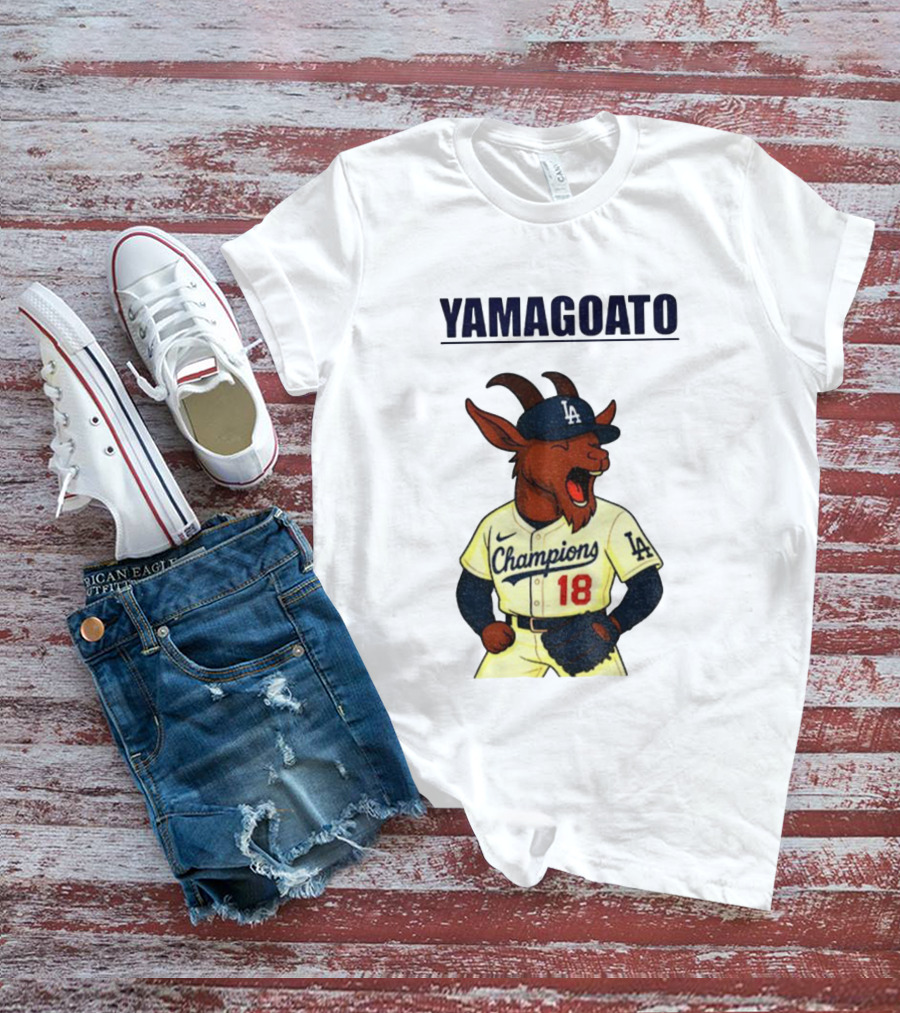 Yamagoato Yoshinobu Yamamoto 18 Champions Los Angeles Dodgers MLB Baseball T-Shirt