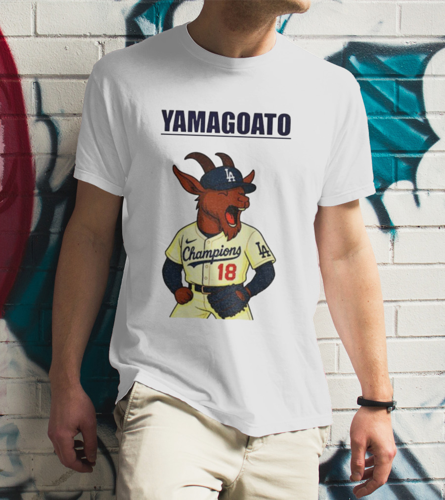 Yamagoato Yoshinobu Yamamoto 18 Champions Los Angeles Dodgers MLB Baseball T-Shirt