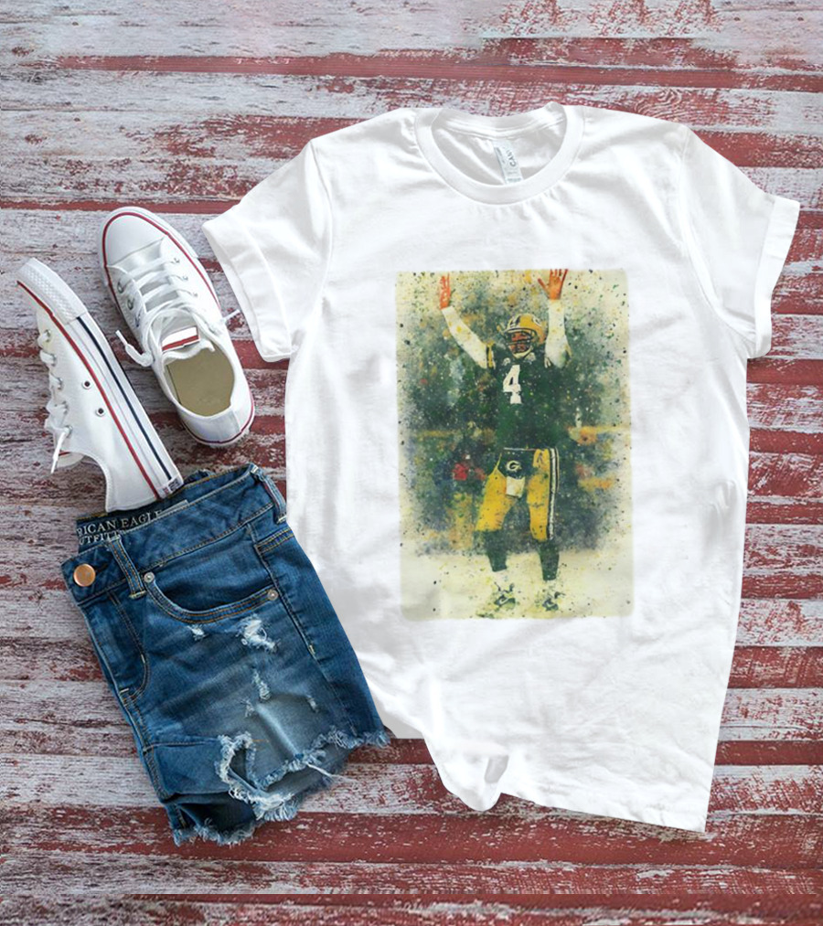 Brett Favre Green Bay Packers Celebratory Splash Number 4 T-Shirt