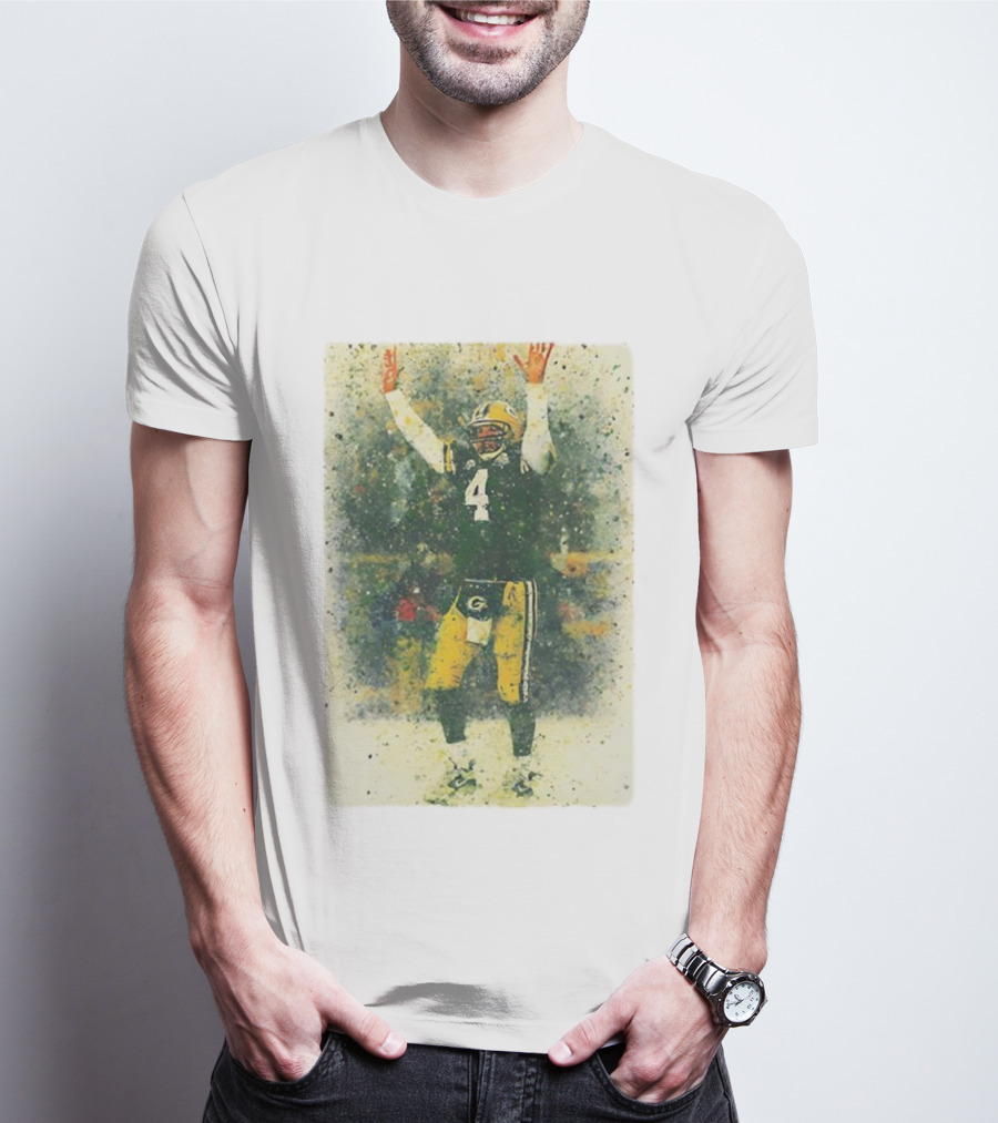 Brett Favre Green Bay Packers Celebratory Splash Number 4 T-Shirt