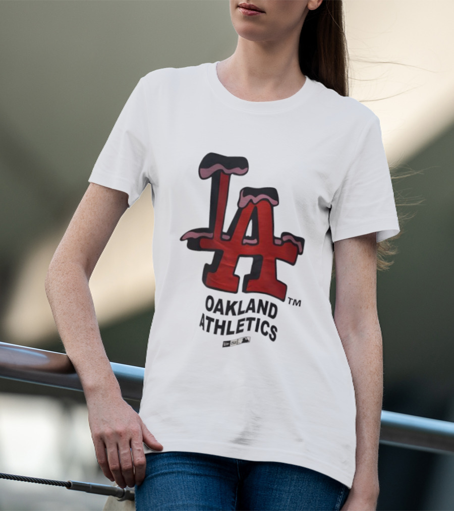 Los Angeles Dodgers Oakland Athletics Snow-Capped Letters T-Shirt