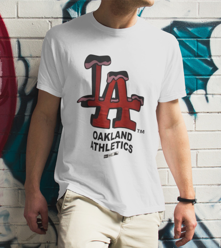 Los Angeles Dodgers Oakland Athletics Snow-Capped Letters T-Shirt