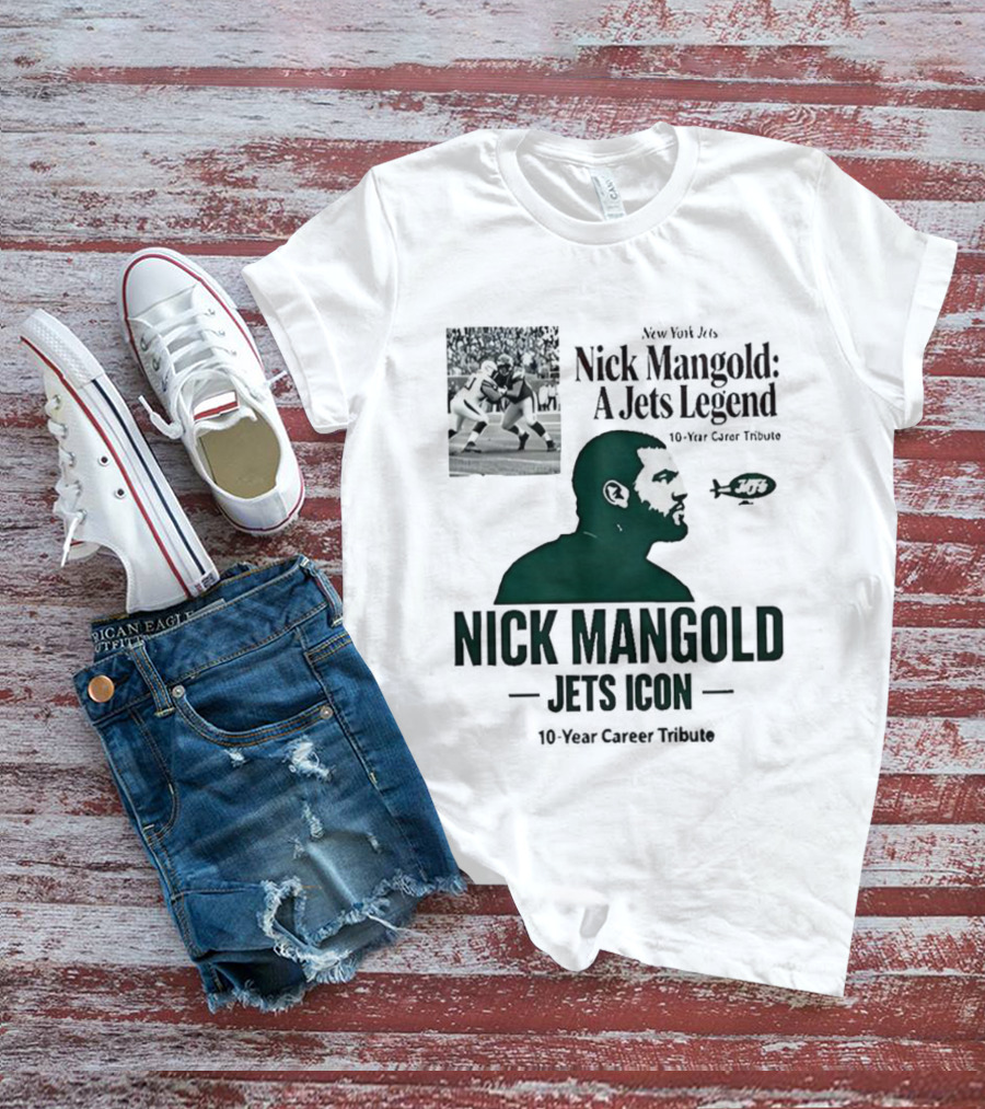 Nick Mangold Jets Icon 10-Year Career Tribute NFL Legend T-Shirt