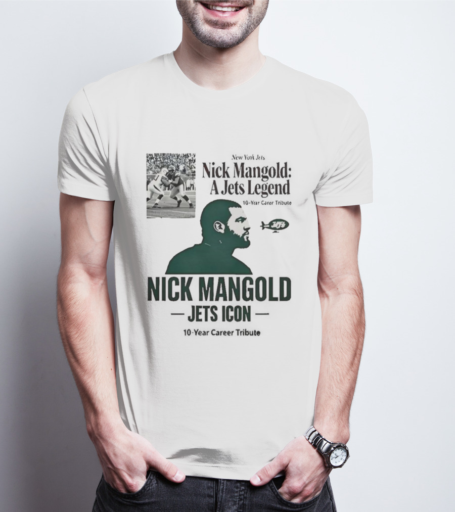 Nick Mangold Jets Icon 10-Year Career Tribute NFL Legend T-Shirt