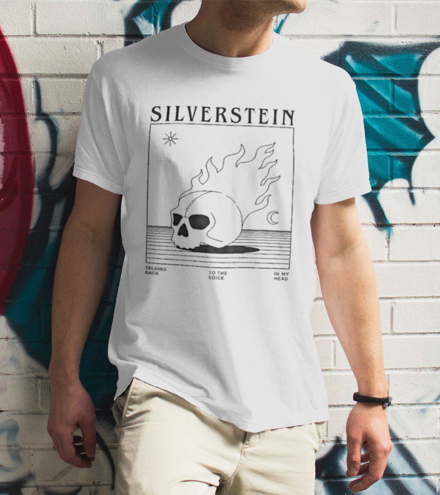 Silverstein Talking Back To The Voice In My Head Flaming Skull Design T-Shirt